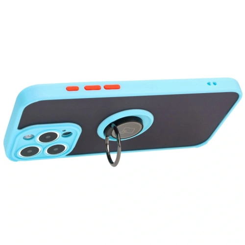 Kup Etui s úchopem na prst Bizon Case Hybrid Ring do Apple iPhone 15 Pro Max kouřové s jasně modrým rámečkem - BIZ3782 - {ean13} - Sklep Home Screen