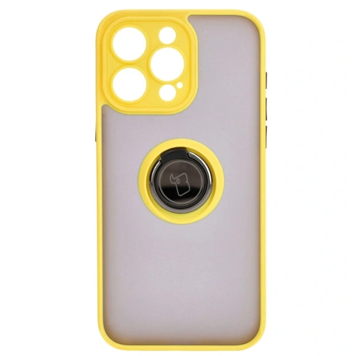 Buy Bizon Case Hybrid Ring Apple iPhone 15 Pro Max smoky with a yellow frame - BIZ3783 - {ean13} - Home Screen Store Europe