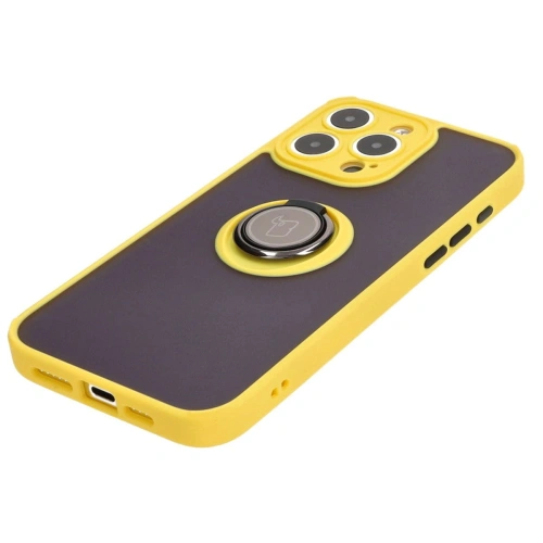 Buy Bizon Case Hybrid Ring Apple iPhone 15 Pro Max smoky with a yellow frame - BIZ3783 - {ean13} - Home Screen Store Europe