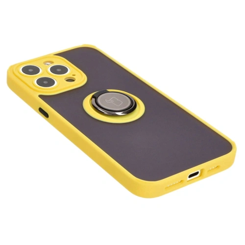 Buy Bizon Case Hybrid Ring Apple iPhone 15 Pro Max smoky with a yellow frame - BIZ3783 - {ean13} - Home Screen Store Europe