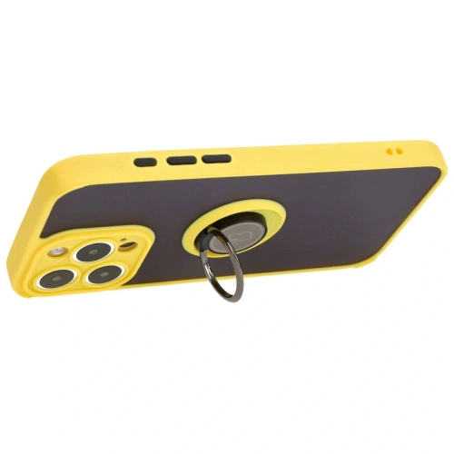 Kup Bizon Case Hybrid Ring Apple iPhone 15 Pro Max fumuriu cu un cadru galben - BIZ3783 - {ean13} - Sklep Home Screen