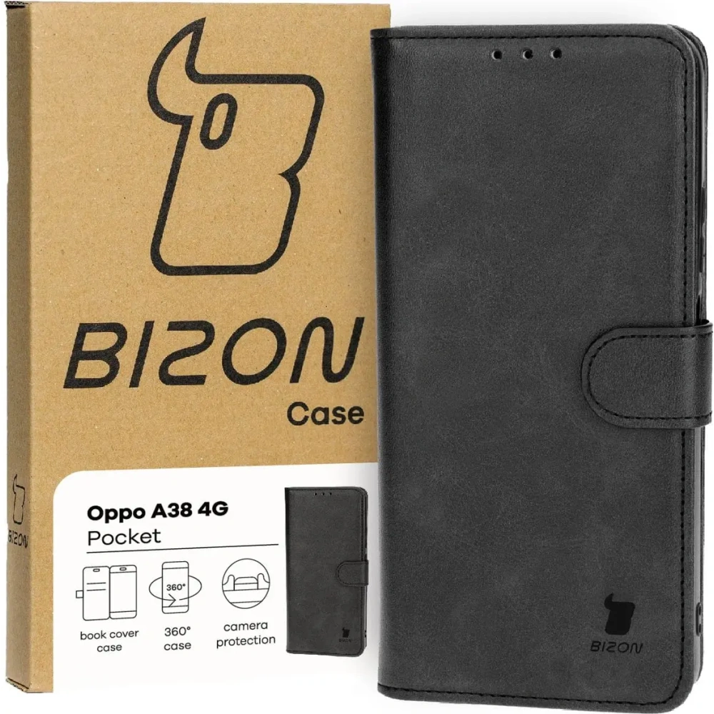 Etui z klapką Bizon Case Pocket do Oppo A38 4G czarne