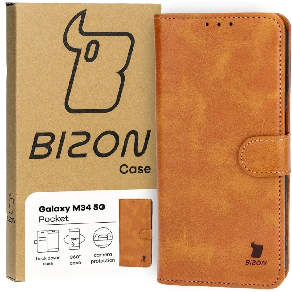 Etui z klapką Bizon Case Pocket do Samsung Galaxy M34 5G brązowe