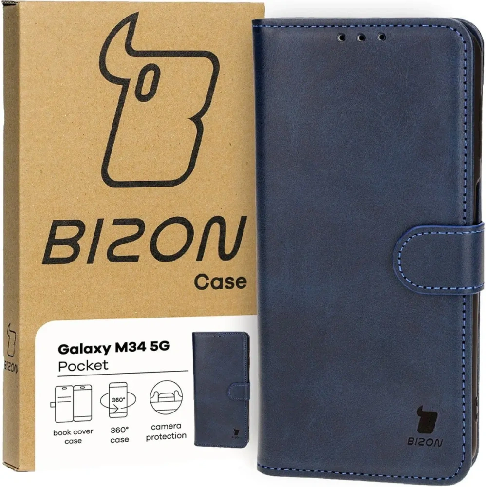 Etui z klapką Bizon Case Pocket do Samsung Galaxy M34 5G granatowe