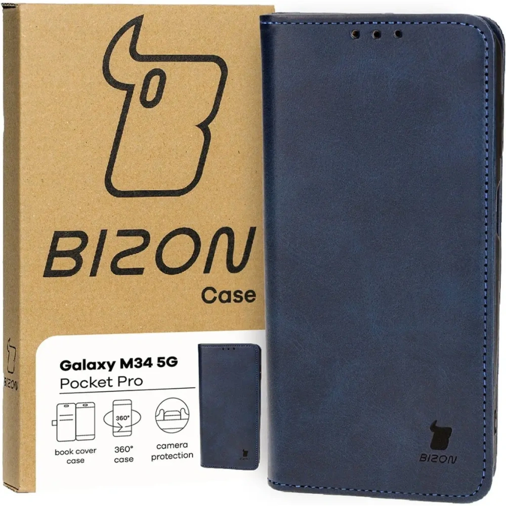 Etui z klapką Bizon Case Pocket Pro do Samsung Galaxy M34 5G granatowe
