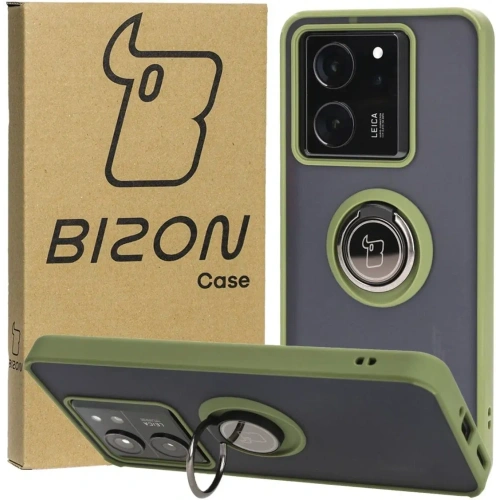 Kup Etui z uchwytem na palec Bizon Case Hybrid Ring do Xiaomi 13T Pro / 13T przydymione z zieloną ramką - BIZ3856 - {ean13} - Sklep Home Screen