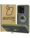 Etui z uchwytem na palec Bizon Case Hybrid Ring do Xiaomi 13T Pro / 13T przydymione z zieloną ramką