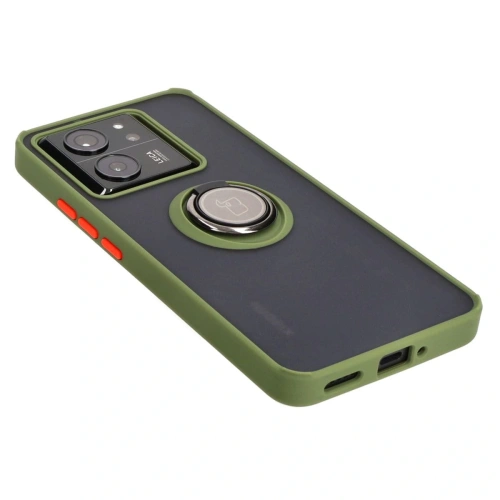 Kup Etui z uchwytem na palec Bizon Case Hybrid Ring do Xiaomi 13T Pro / 13T przydymione z zieloną ramką - BIZ3856 - {ean13} - Sklep Home Screen