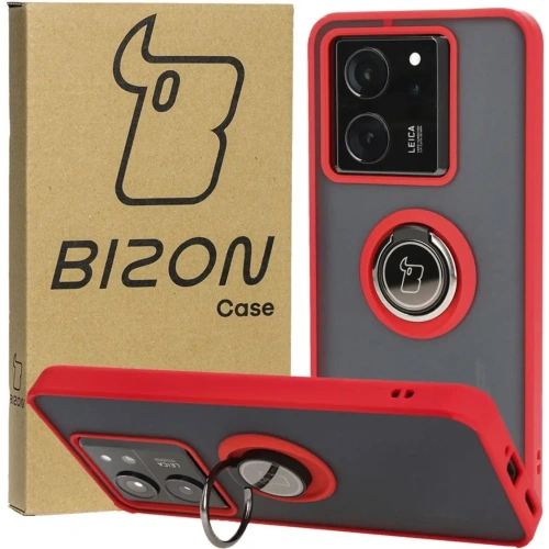 Kup Etui z uchwytem na palec Bizon Case Hybrid Ring do Xiaomi 13T Pro / 13T przydymione z czerwoną ramką - BIZ3857 - {ean13} - Sklep Home Screen
