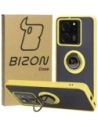 Etui z uchwytem na palec Bizon Case Hybrid Ring do Xiaomi 13T Pro / 13T przydymione z żółtą ramką