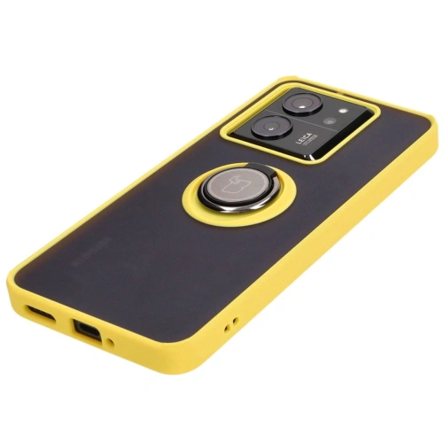 Kup Etui z uchwytem na palec Bizon Case Hybrid Ring do Xiaomi 13T Pro / 13T przydymione z żółtą ramką - BIZ3858 - {ean13} - Sklep Home Screen