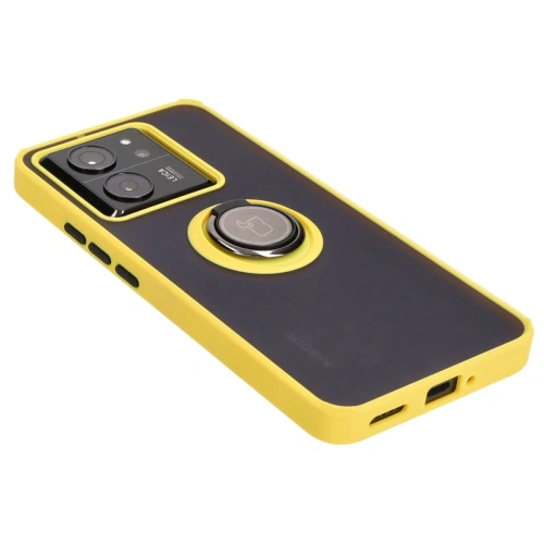 Kup Etui z uchwytem na palec Bizon Case Hybrid Ring do Xiaomi 13T Pro / 13T przydymione z żółtą ramką - BIZ3858 - {ean13} - Sklep Home Screen