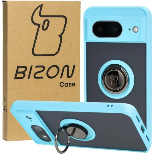 Kup Bizon Case Hybrid Ring Google Pixel 8 rauchig mit einem hellblauen Rahmen - BIZ3891 - {ean13} - Sklep Home Screen