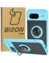 Bizon Case Hybrid Ring Google Pixel 8 rauchig mit einem hellblauen Rahmen
