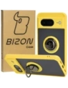 Bizon Case Hybrid Ring Google Pixel 8 rauchig mit einem gelben Rahmen