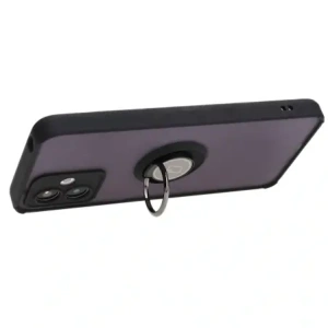 Etui s úchopem na prst Bizon Case Hybrid Ring pro Motorola Moto G14 kouřové s černým rámečkem