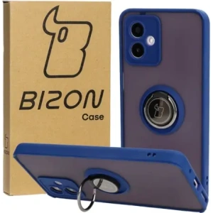 Bizon Case Hybrid Ring Motorola Moto G14 smoky with a navy blue frame