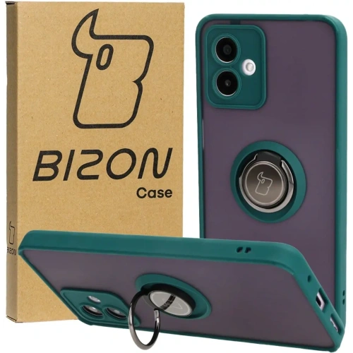 Kup Etui s úchytem na prst Bizon Case Hybrid Ring pro Motorola Moto G14 kouřové s tmavě zeleným rámečkem - BIZ3903 - {ean13} - Sklep Home Screen