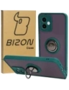Etui s úchytem na prst Bizon Case Hybrid Ring pro Motorola Moto G14 kouřové s tmavě zeleným rámečkem