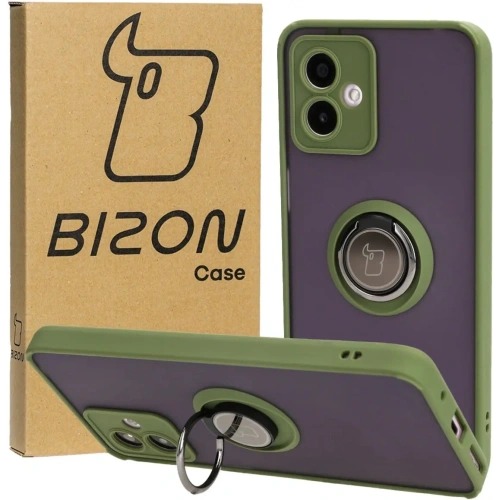 Kup Etui z uchwytem na palec Bizon Case Hybrid Ring do Motorola Moto G14 przydymione z zieloną ramką - BIZ3904 - {ean13} - Sklep Home Screen
