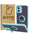 Bizon Case Hybrid Ring Motorola Moto G14 rauchig mit einem hellblauen Rahmen