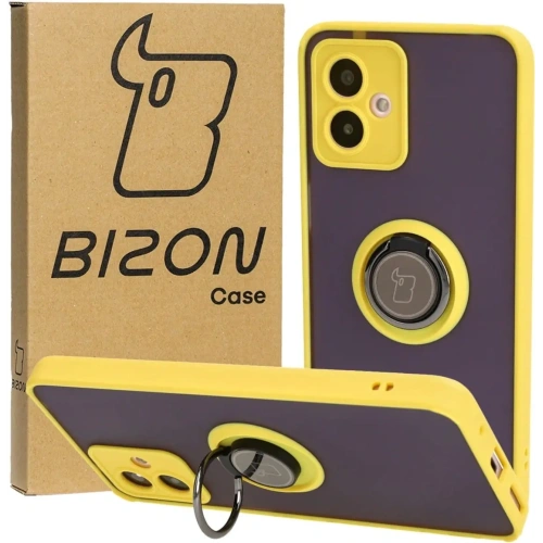 Kup Etui z uchwytem na palec Bizon Case Hybrid Ring do Motorola Moto G14 przydymione z żółtą ramką - BIZ3907 - {ean13} - Sklep Home Screen