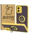 Etui z uchwytem na palec Bizon Case Hybrid Ring do Motorola Moto G14 przydymione z żółtą ramką