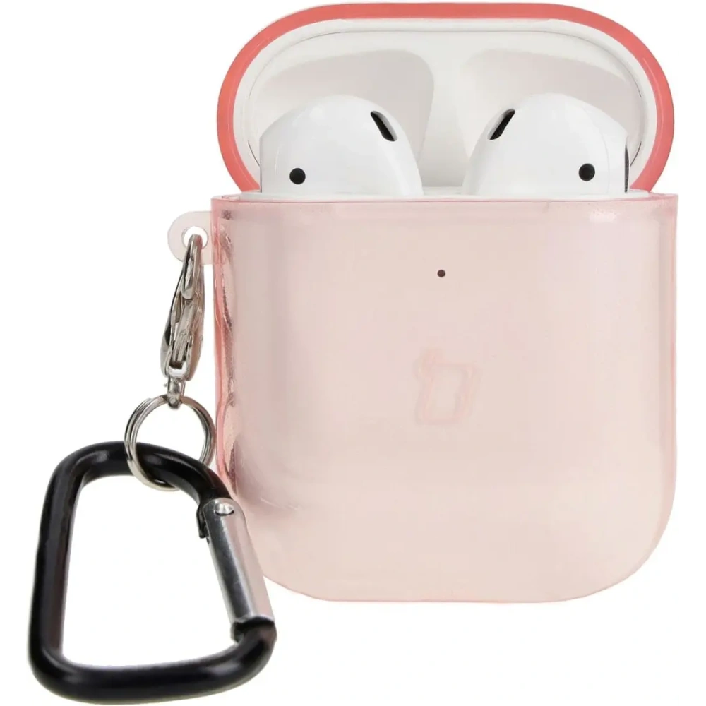 Etui Bizon Case Headphone Clear do Airpods 1/2 przezroczysto-różowe