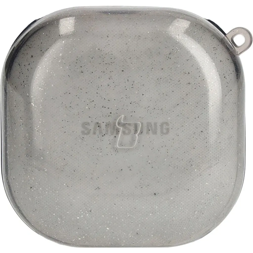 Etui Bizon Case Headphone Clear do Samsung Galaxy Buds Live / Pro / Buds2 / Buds2 Pro / Buds FE czarno-brokatowe