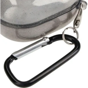 Etui Bizon Case Headphone Clear do Samsung Galaxy Buds Live / Pro / Buds2 / Buds2 Pro / Buds FE černé s třpytkami