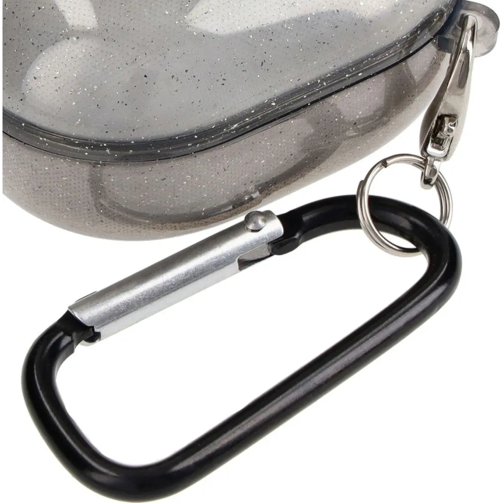 Etui Bizon Case Headphone Clear do Samsung Galaxy Buds Live / Pro / Buds2 / Buds2 Pro / Buds FE czarno-brokatowe