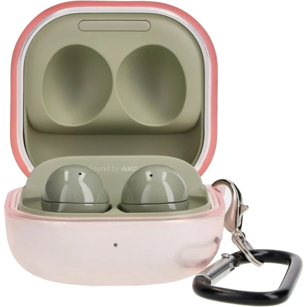 Etui Bizon Case Headphone Clear do Samsung Galaxy Buds Live / Pro / Buds2 / Buds2 Pro / Buds FE przezroczysto-różowe