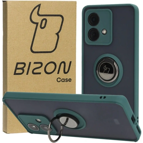 Kup Etui z uchwytem na palec Bizon Case Hybrid Ring do Motorola Edge 40 Neo przydymione z ciemnozieloną ramką - BIZ3944 - {ean13} - Sklep Home Screen