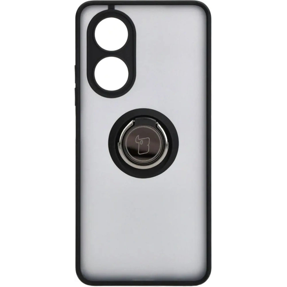Etui z uchwytem na palec Bizon Case Hybrid Ring do Oppo A58 4G przydymione z czarną ramką