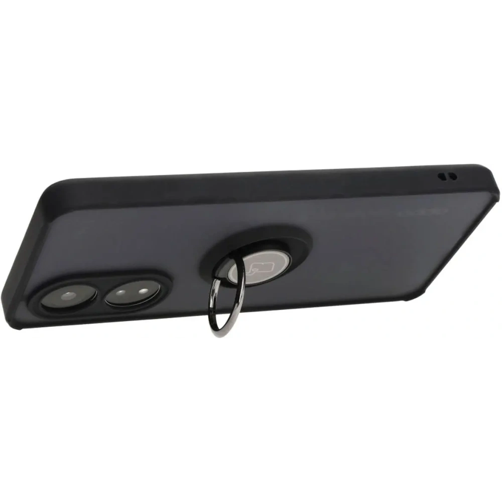 Etui z uchwytem na palec Bizon Case Hybrid Ring do Oppo A58 4G przydymione z czarną ramką