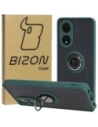 Pouzdro s prstenem na prst Bizon Case Hybrid Ring pro Oppo A58 4G kouřové s tmavozeleným rámem