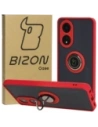 Etui s úchytem na prst Bizon Case Hybrid Ring pro Oppo A58 4G kouřové s červeným rámem