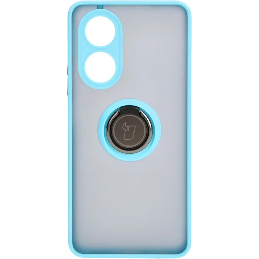 Etui z uchwytem na palec Bizon Case Hybrid Ring do Oppo A58 4G przydymione z jasnoniebieską ramką