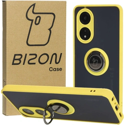 Kup Etui z uchwytem na palec Bizon Case Hybrid Ring do Oppo A58 4G przydymione z żółtą ramką - BIZ3963 - {ean13} - Sklep Home Screen