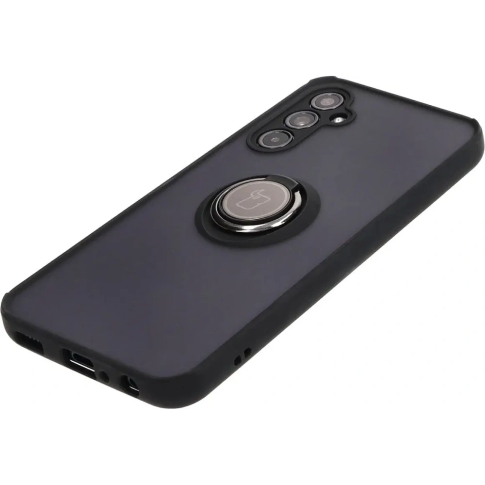 Etui z uchwytem na palec Bizon Case Hybrid Ring do Samsung Galaxy M34 5G przydymione z czarną ramką