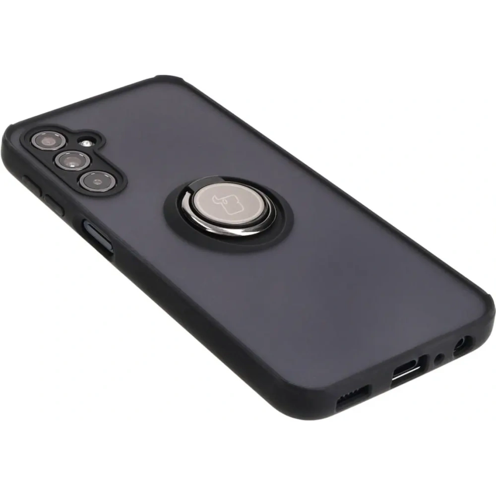 Etui z uchwytem na palec Bizon Case Hybrid Ring do Samsung Galaxy M34 5G przydymione z czarną ramką