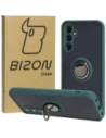 Bizon Case Hybrid Ring Samsung Galaxy M34 5G fumurie cu un cadru verde închis