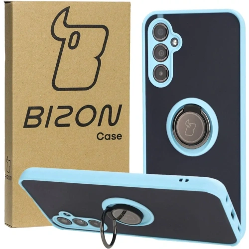 Kup Etui z uchwytem na palec Bizon Case Hybrid Ring do Samsung Galaxy M34 5G przydymione z jasnoniebieską ramką - BIZ3977 - {ean13} - Sklep Home Screen