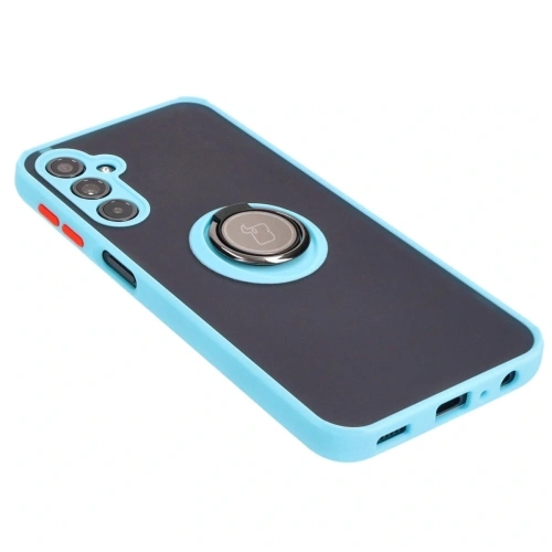 Kup Etui z uchwytem na palec Bizon Case Hybrid Ring do Samsung Galaxy M34 5G przydymione z jasnoniebieską ramką - BIZ3977 - {ean13} - Sklep Home Screen