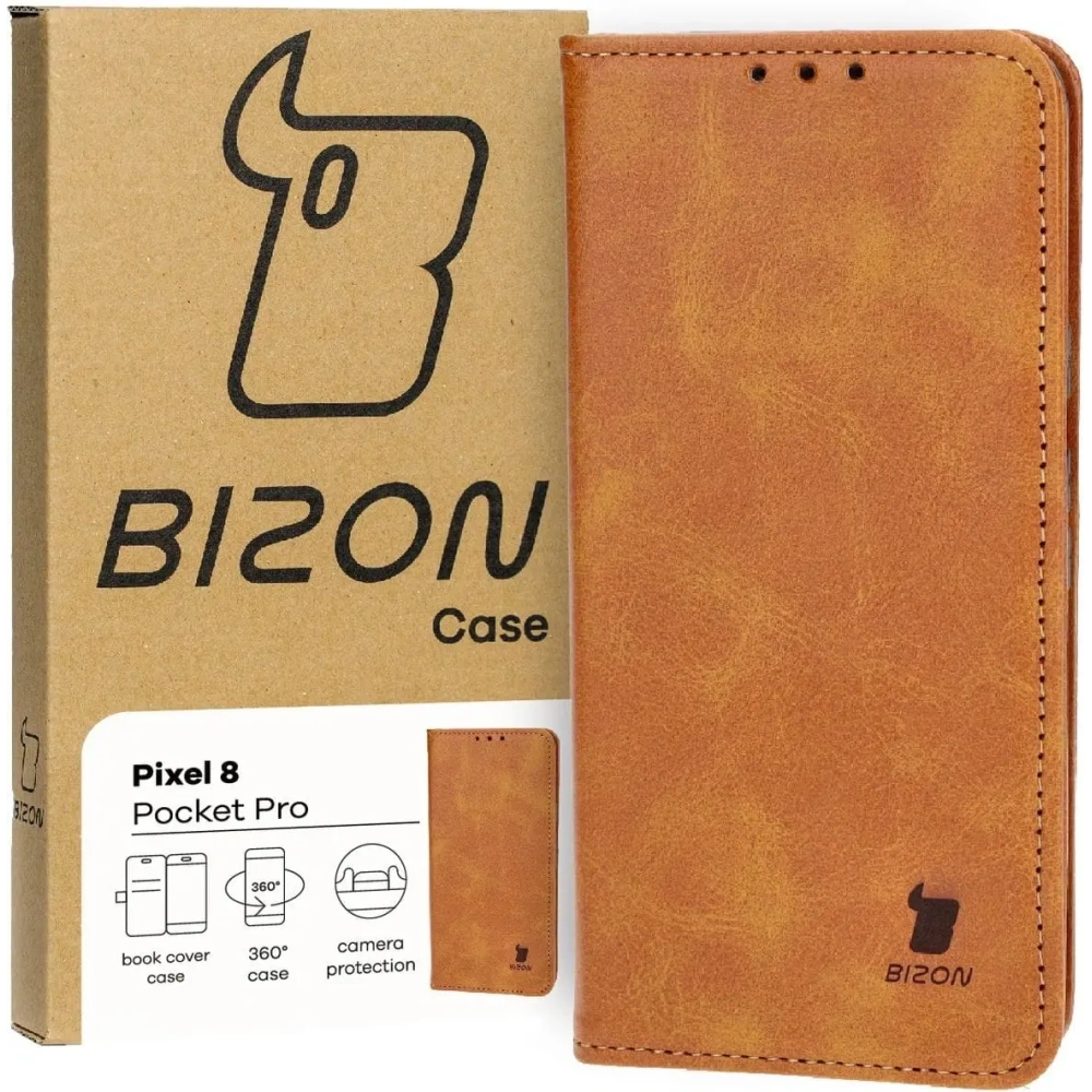 Etui z klapką Bizon Case Pocket Pro do Google Pixel 8 brązowe