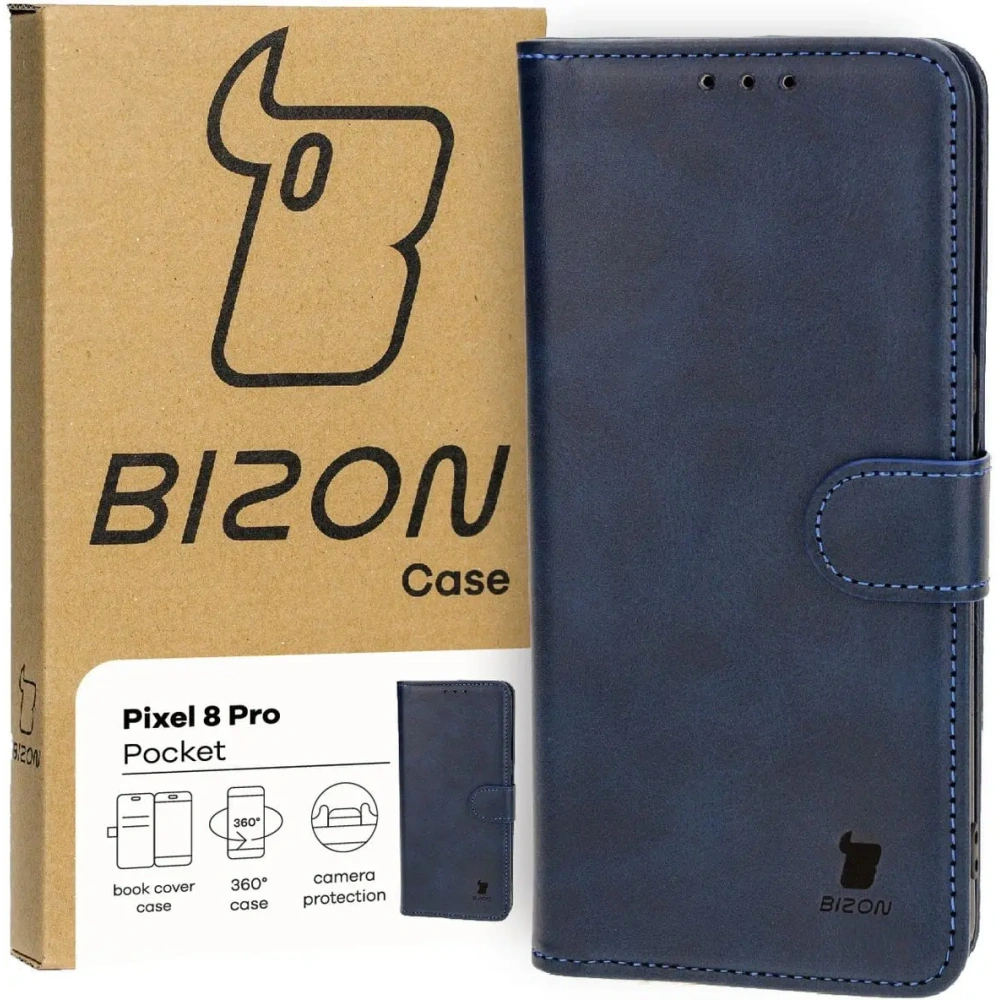 Etui z klapką Bizon Case Pocket do Google Pixel 8 Pro granatowe