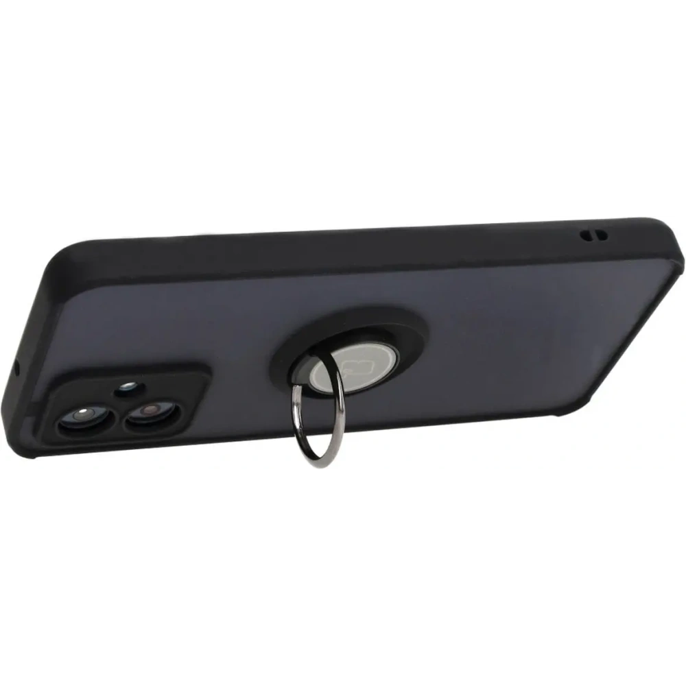 Etui z uchwytem na palec Bizon Case Hybrid Ring do Motorola Moto G54 5G przydymione z czarną ramką