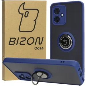 Kup Etui z uchwytem na palec Bizon Case Hybrid Ring do Motorola Moto G54 5G przydymione z granatową ramką - BIZ4012 - {ean13} - Sklep Home Screen