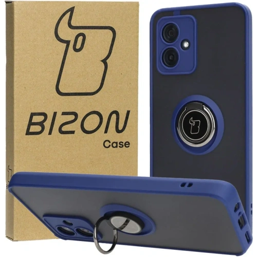 Kup Etui z uchwytem na palec Bizon Case Hybrid Ring do Motorola Moto G54 5G przydymione z granatową ramką - BIZ4012 - {ean13} - Sklep Home Screen