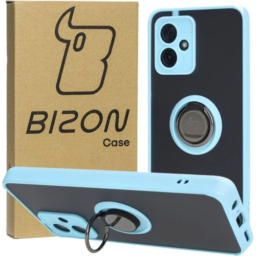 Kup Etui z uchwytem na palec Bizon Case Hybrid Ring do Motorola Moto G54 5G przydymione z jasnoniebieską ramką - BIZ4013 - {ean13} - Sklep Home Screen